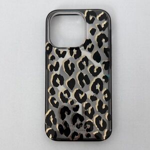 Kate Spade Leopard Print Phone Case - Black and Tan iPhone 14